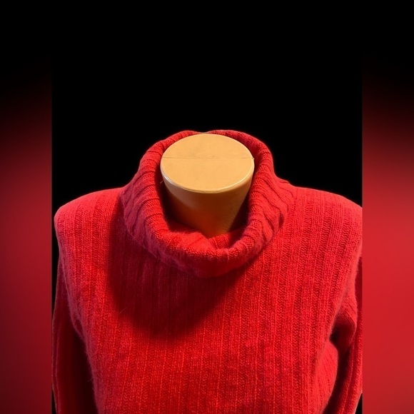 Vintage Lord & Taylor Angora Rabbit Hair Blend Red Cowl Neck Soft Warm Sweater S - Picture 11 of 12